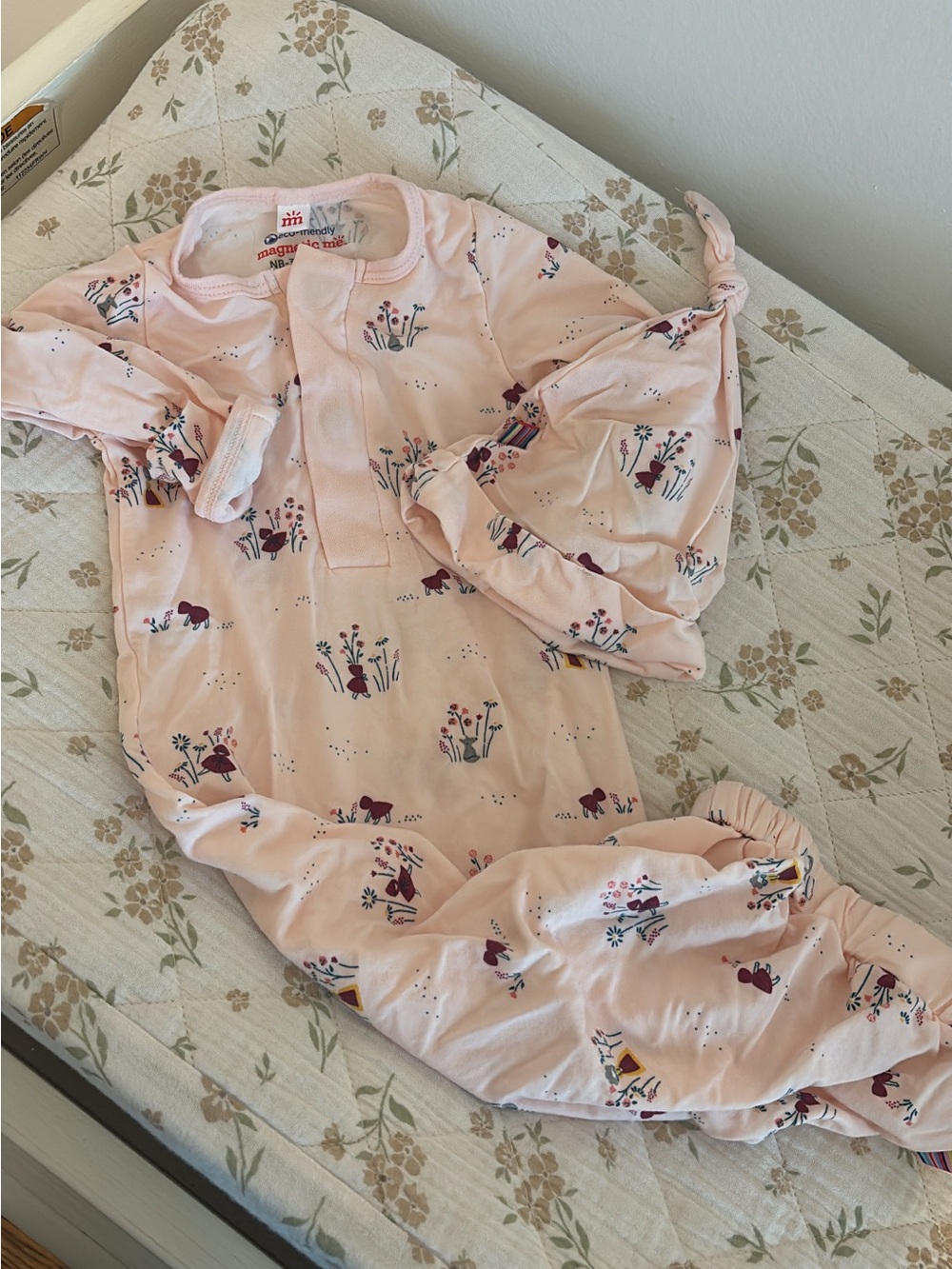Magnetic me Magnolia Light Pink Floral gown with Knotted Hat